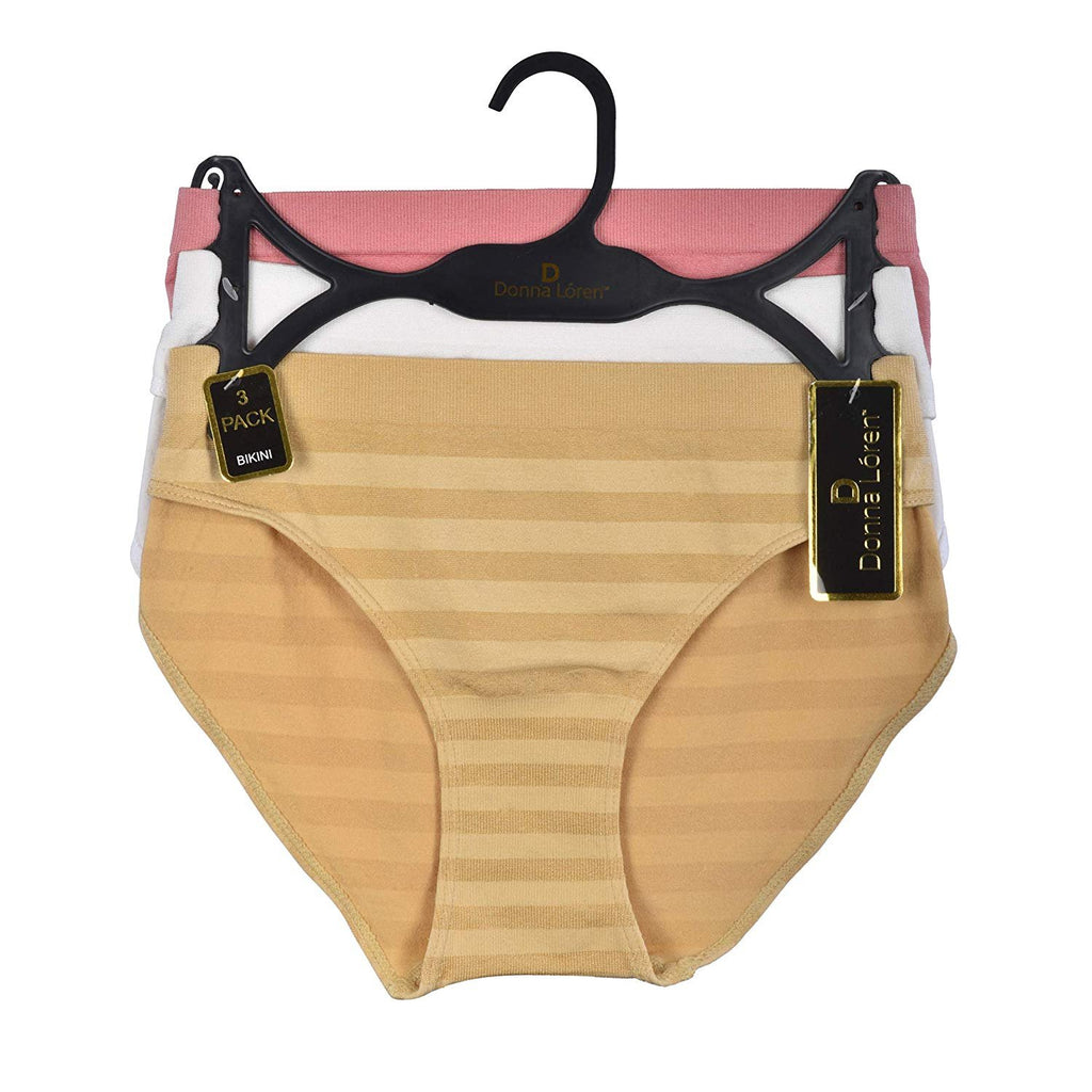 Donna Loren Women's Striped Bikini Panties, 3-Piece Set