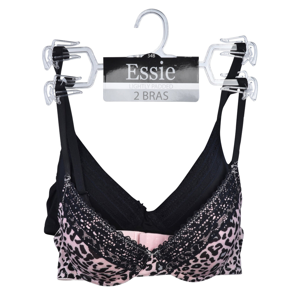 essie Women's Bras Full Coverage Lace 2-Pack Nylon/Spandex Underwire Molded
