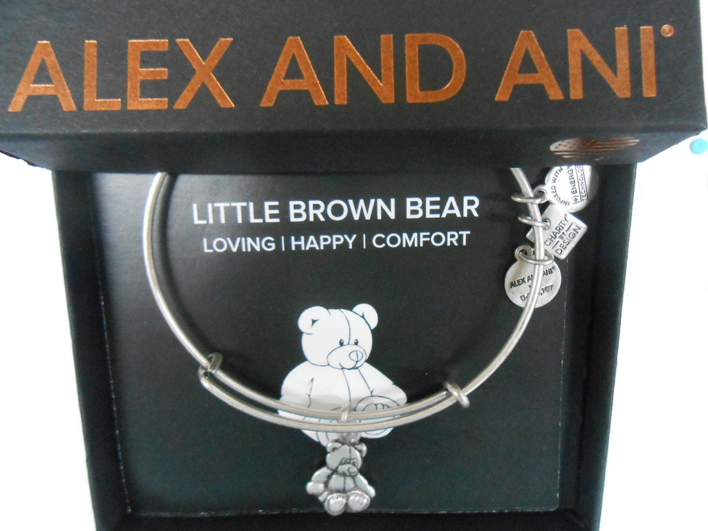 Alex and Ani LITTLE BROWN BEAR Bangle Bracelet Rafaelian Silver NWTBC