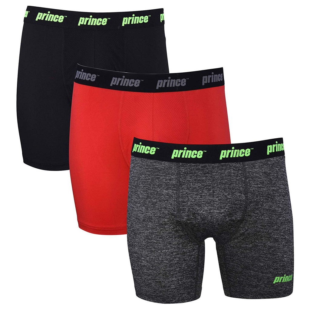 prince Mens Performance Boxer Briefs - 3-Pack Performance Fit Stretch Underwear No Fly Breathable Moisture Management