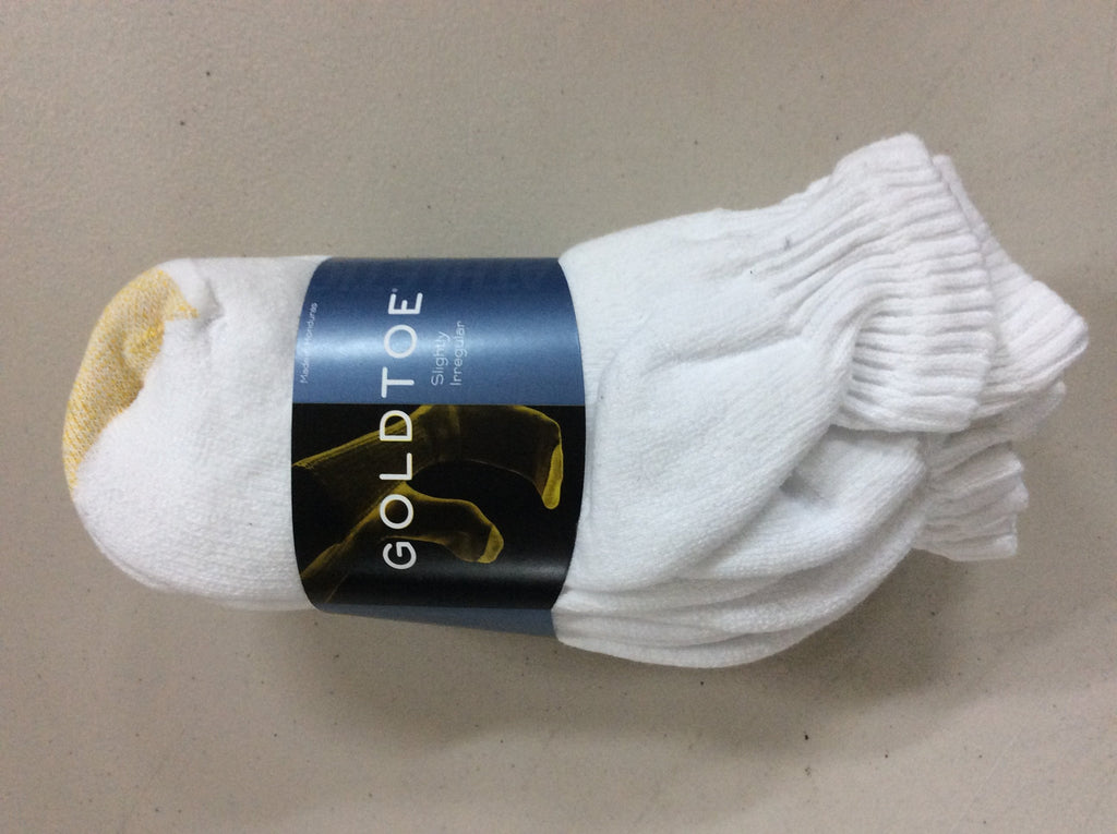 GOLD TOE Men's ANKLE Socks 6-PAIR White Cotton Blend Sock Size 10-13 NEW