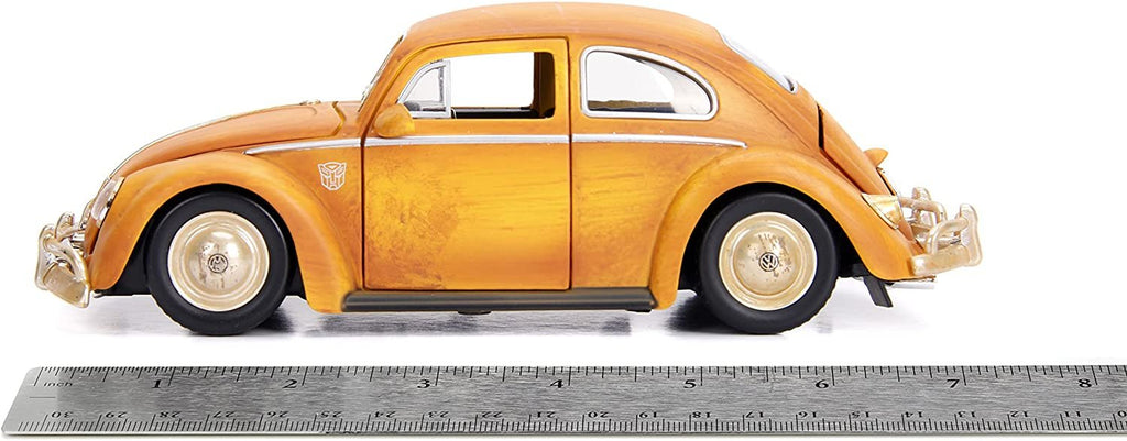 Jada Toys Transformers Bumblebee Volkswagen Beetle Die-cast Car, 1:24 Scale Vehicle & 2.75" Charlie Collectible Metal Figurine