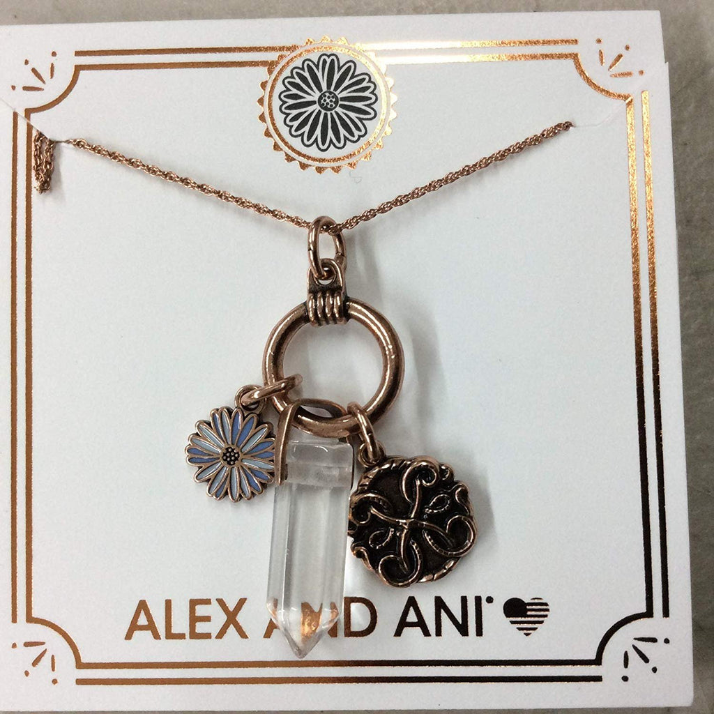 Alex and Ani Life Trio Necklace Rafaelian Rose Gold NWTBC