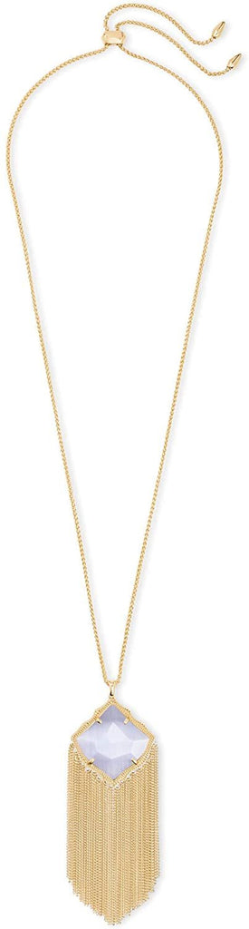 Kendra Scott Kingston Gold Long Pendant Necklace in Slate Cats Eye
