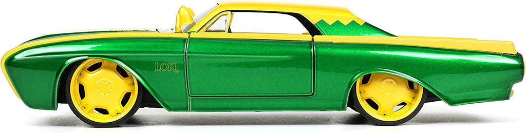 Jada Toys Marvel 1:24 1963 Ford Thunderbird Die-cast Car & 2.75'' Loki Figure, Toys for Kids and Adults