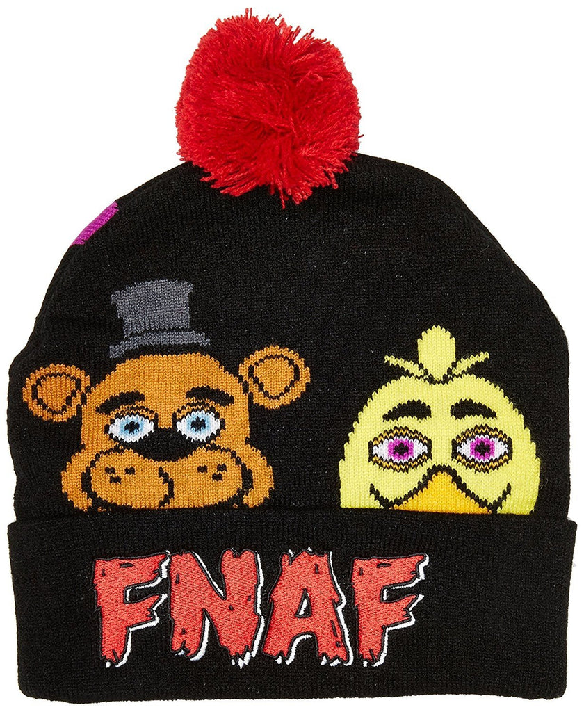 bioWorld Five Nights Faces FNAF Cuff Pom Beanie Fleece Hat