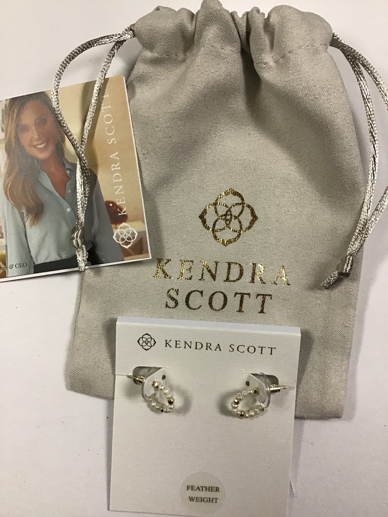 Kendra Scott Scarlet Huggie Earrings, Gold White Pearl