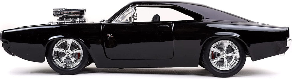 Jada Toys Fast & Furious 1:24 Dom's 1970 Dodge Charger R/T Die-cast Car Bare Metal, Toys for Kids and Adults , Black