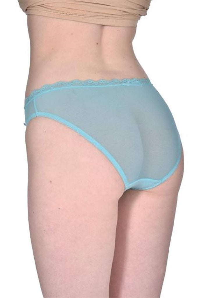 Elle Women's Bikinis Panties - 6-Pack Cotton/Spandex Bikini Lace Waistband Mesh Sides