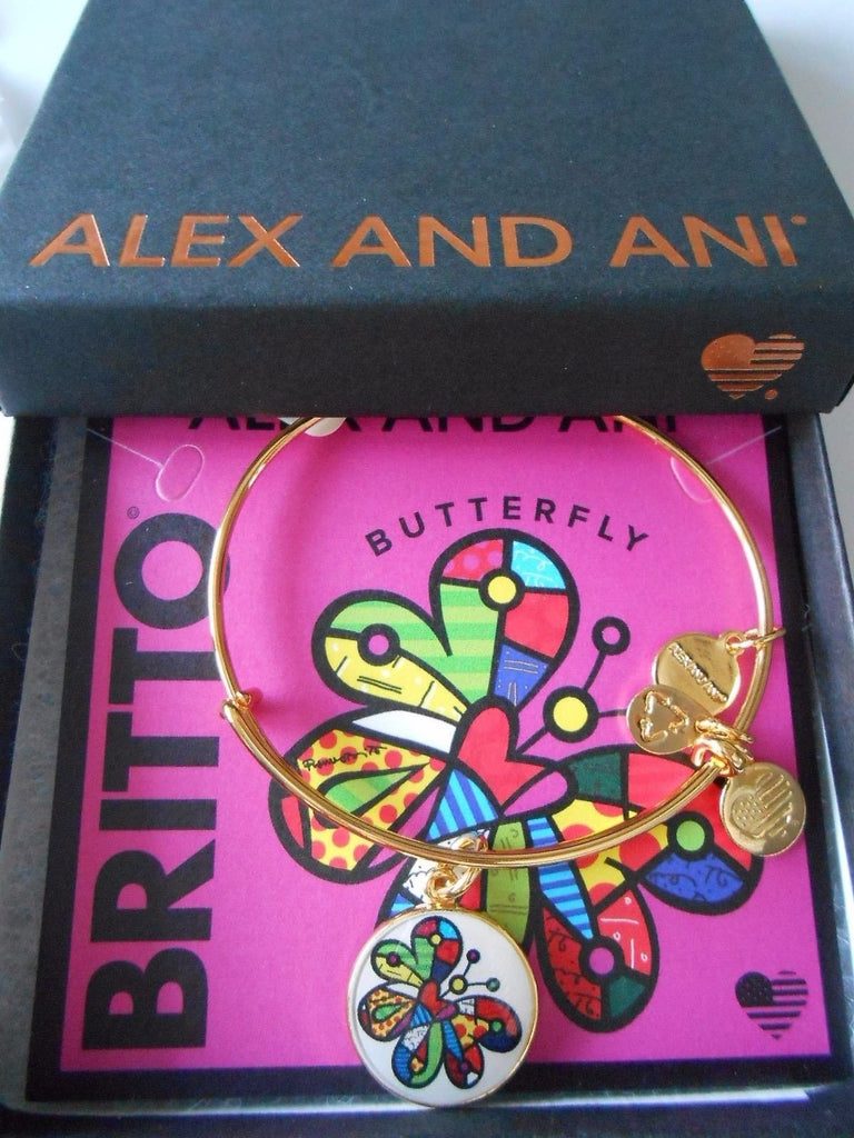 Alex and Ani Art Infusion Necklace Charm | Romero Britto (Gold-Butterfly)