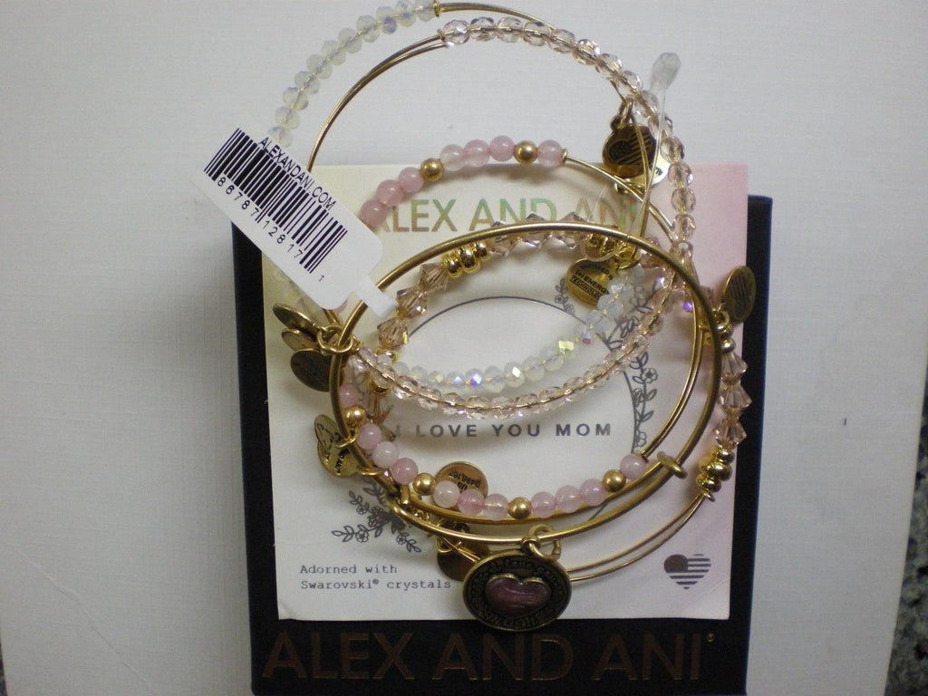 Alex and Ani I Love You Mom Set of Five Bangle Bracelet