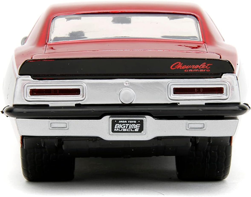 Big Time Muscle 1:24 1967 Chevy Camaro Die-Cast Car, Toys for Kids and Adults(Silver/Red)
