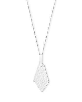 Kendra Scott Brenton Long Pendant Necklace in Hammered Bright Silver