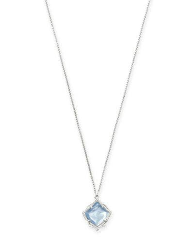 Kendra Scott Kacey Pendant Necklace Sky Blue Illusion Bright Silver