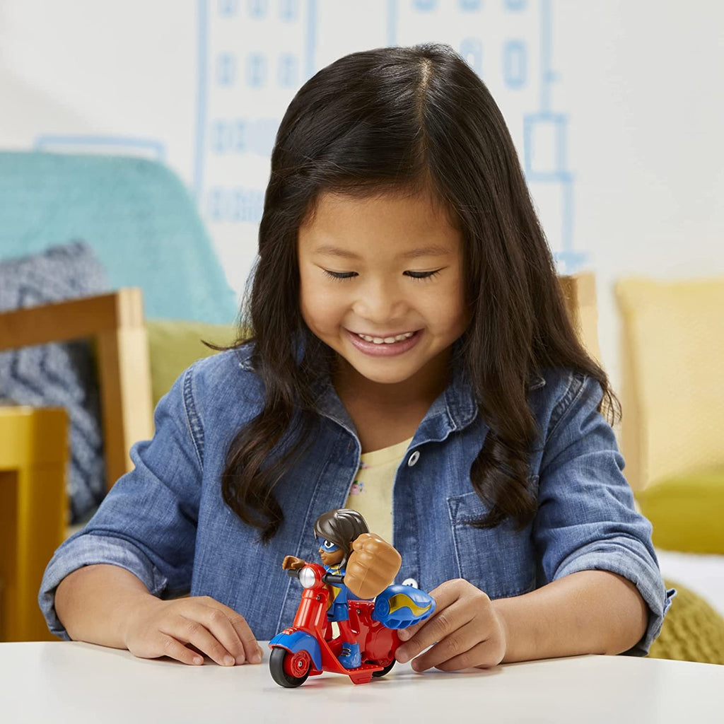 Hasbro Marvel Spidey and His Amazing Friends Ms. Marvel Action Figure and Embiggen Bike Vehicle, Preschool Toy for Kids Ages 3 and Up