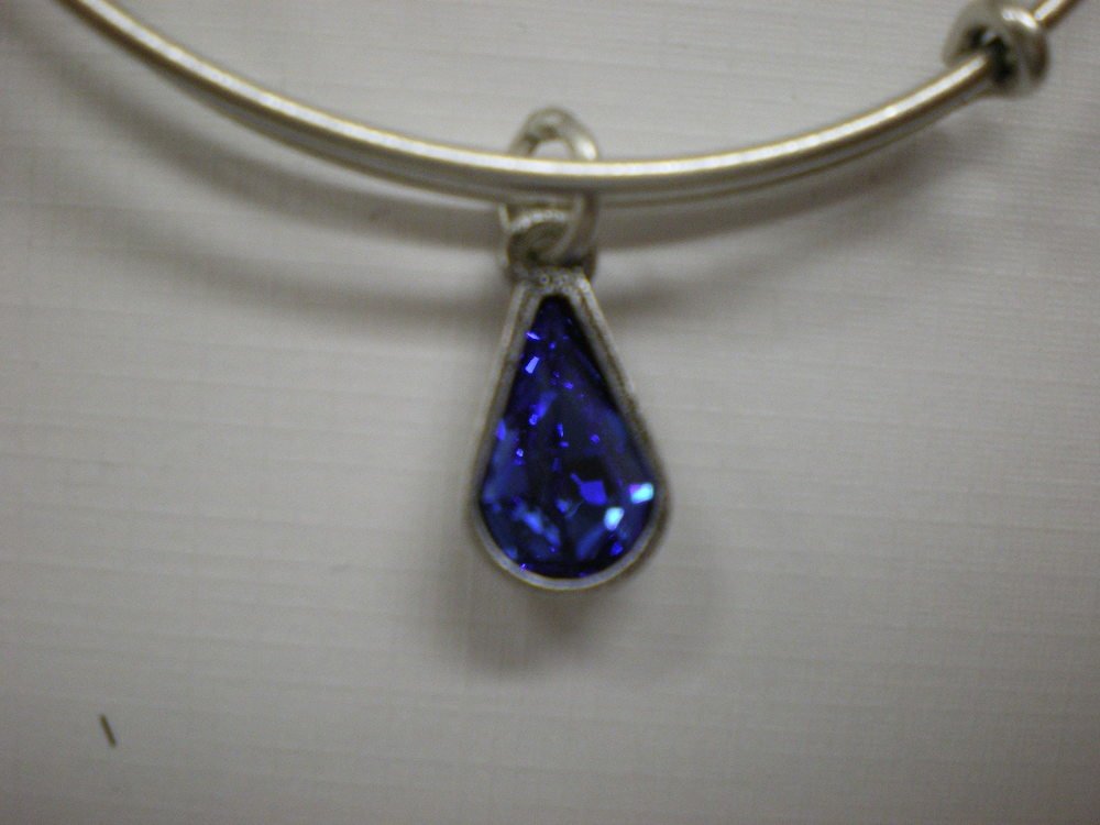 Alex and Ani Womens Swarovski Teardrop Color Code Bangle September/Rafaelian Gold/Sapphire