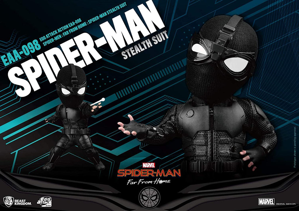 Beast Kingdom Spider-Man Far from Home: Stealth Spider-Man EAA-098 Egg Attack Action Figure, Multicolor