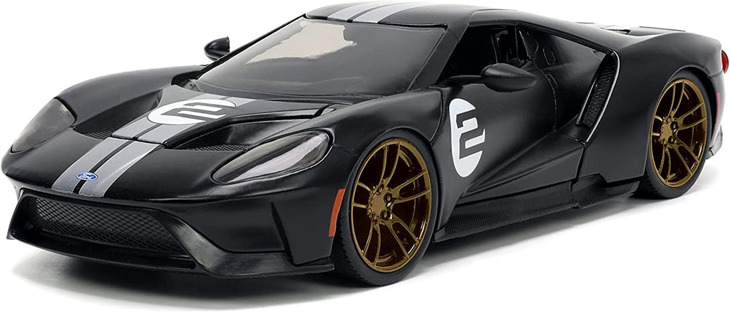 Jada Toys Big Time Muscle 1:24 2017 Ford GT Die-cast Car Black/White Stripes, Toys for Kids and Adults