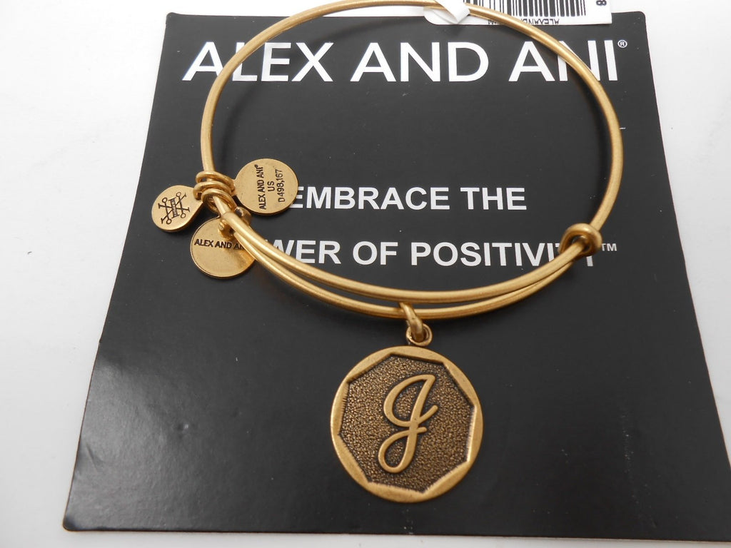 Alex and Ani INITIAL J Expandable Bracelet Rafaelian Gold NWTBC
