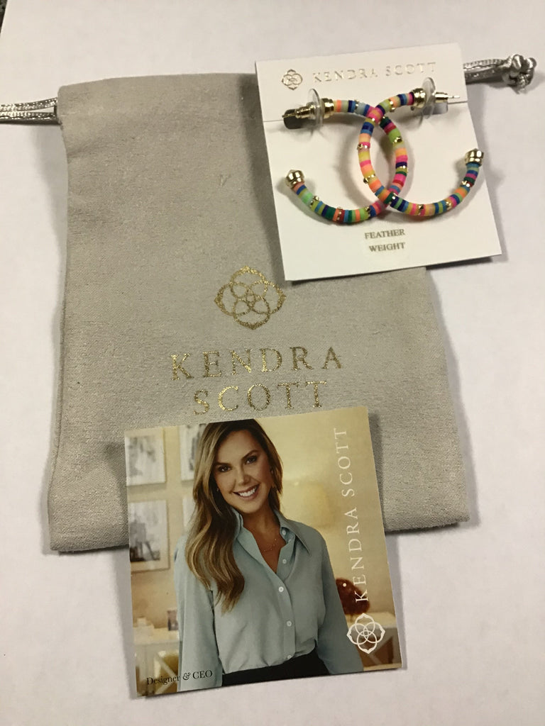 Kendra Scott Women's Reece Small Hoop Earrings, Gold Neon Mix