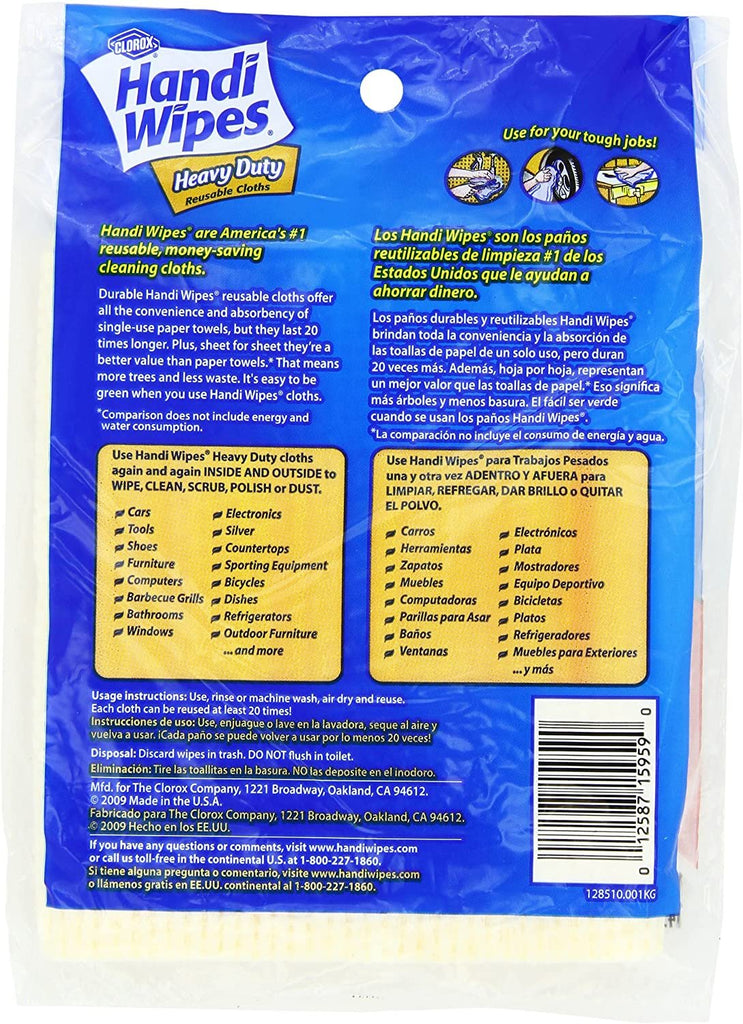 Clorox Handi Wipes Heavy Duty Reusable Cloths, 3 Count (Pack of 4) Colors May Vary