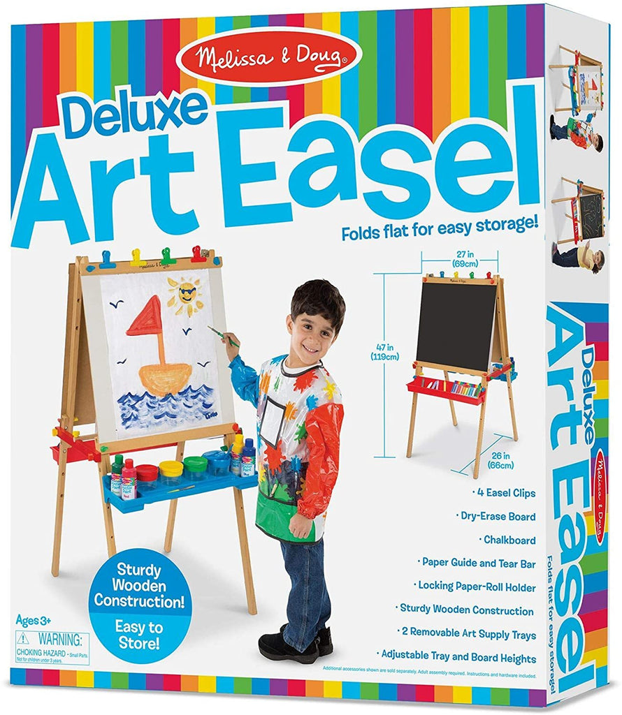 Melissa & Doug Deluxe Standing Art Easel - Dry-Erase Board, Chalkboard