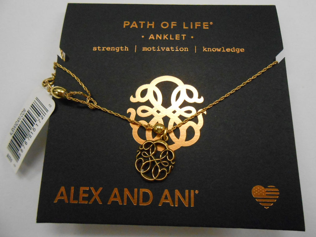Alex and Ani Womens Path of Life Anklet, Rafaelian Gold, Expandable