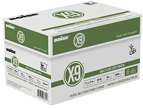Boise® X-9® Multiuse Copy Paper, Ledger Paper Size, 92 Brightness, 20 Lb, FSC® Certified, White, 500 Sheets Per Ream, Case Of 5 Reams