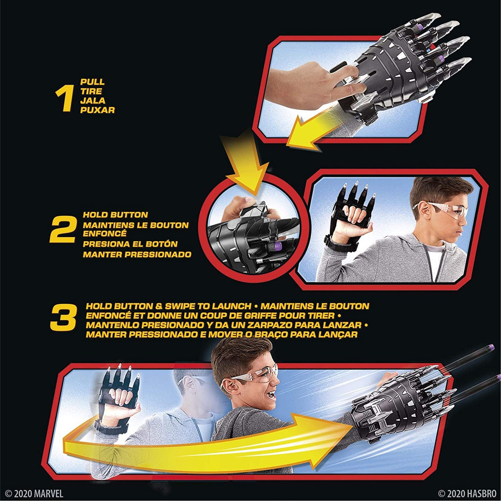 NERF Power Moves Marvel Avengers Black Panther Power Slash Claw Dart-Launching Toy for Kids Roleplay, Toys for Children Aged 5 and up