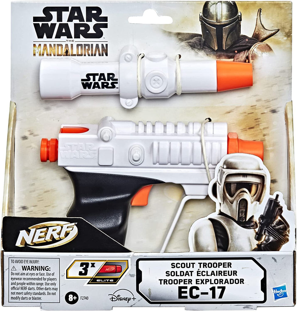 Nerf Star Wars Scout Trooper EC-17 Blaster, The Mandalorian, Reticle Scope, 3 Official Nerf Elite Darts, 2-Dart Storage