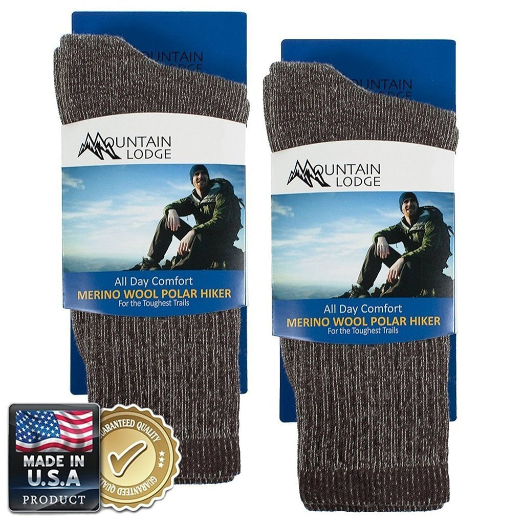Men's or Women's Mountain Lodge 80% Merino Wool Socks Thermal Hiking Crew