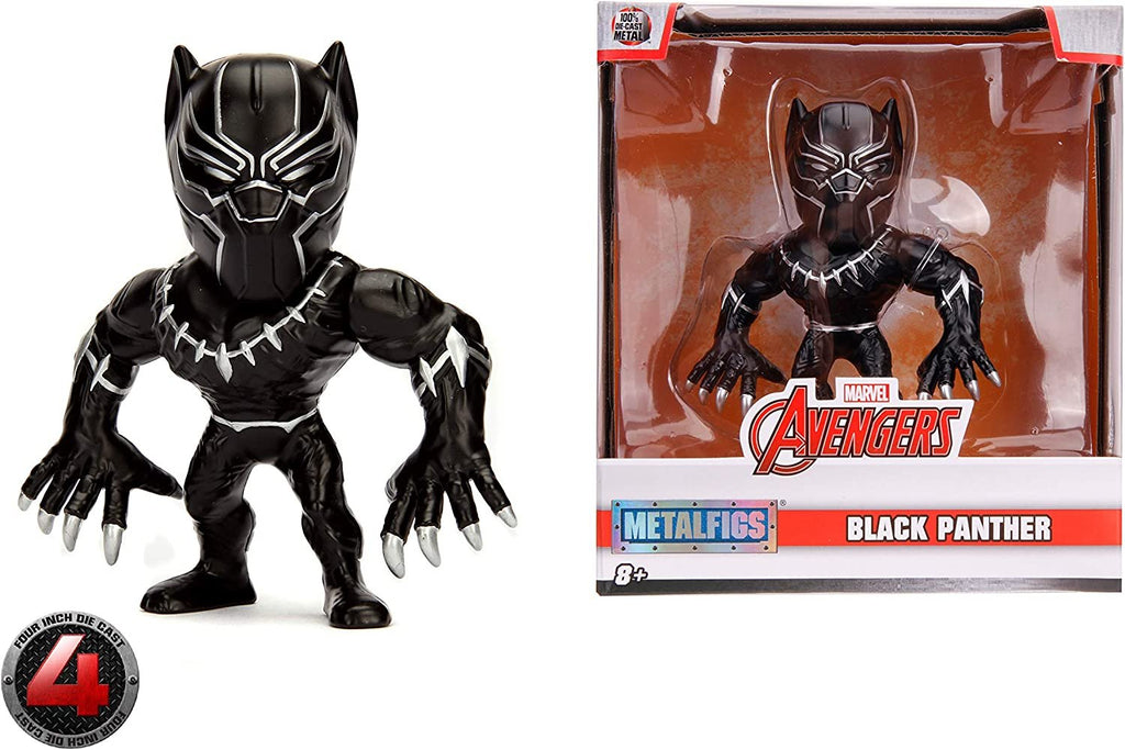 Jada Toys Metalfigs Marvel Avengers Black Panther 100% Die-cast Metal Collectible Figure, 4", Black