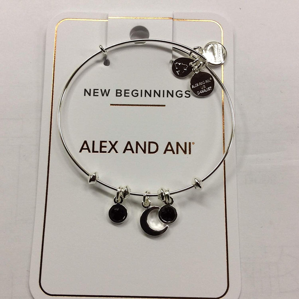 Alex and Ani Moon & Star Multi Charm Bangle Bracelet Shiny Silver One Size