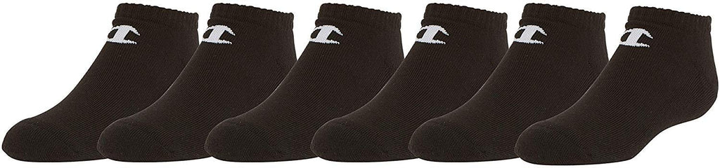 Champion Kids 6-Pack Socks in Quarter or Low Cut, LowCut_Black, 9-11