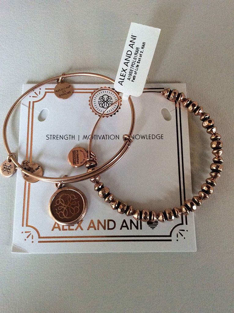 Alex and Ani Women's Path of Life Wood Charm Bracelet Set of 2