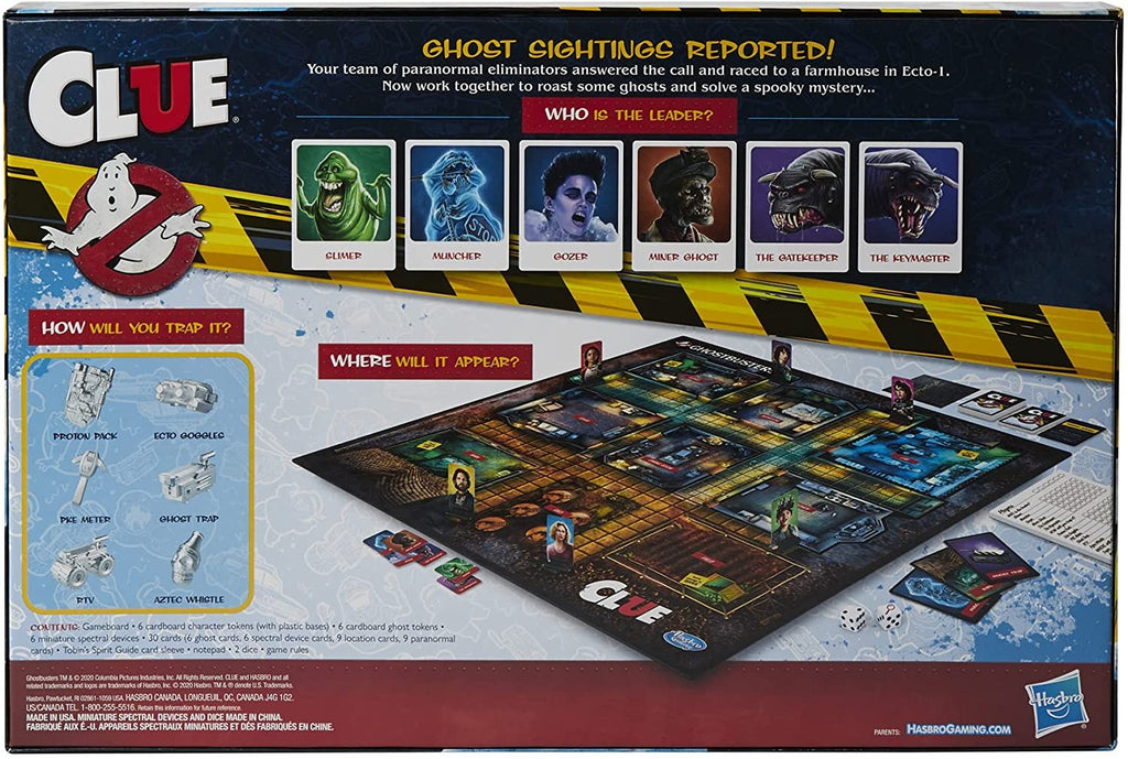 Hasbro Gaming Clue: Ghostbusters Edition Game, Cooperative Board Game for Kids Ages 8 and Up; Players Can Team Up to Battle Ghosts