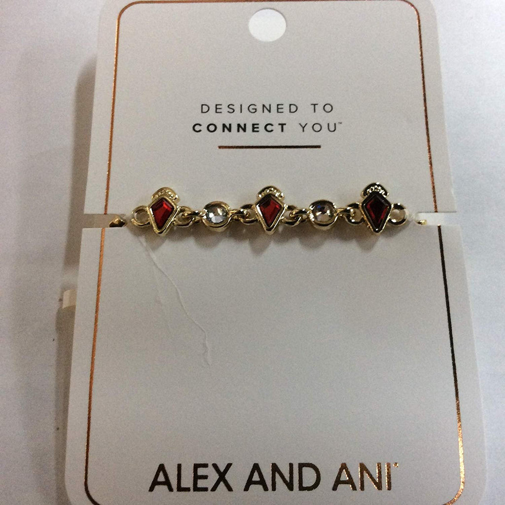 Alex and Ani Crystal and Ruby Stretch Bracelet Shiny Gold