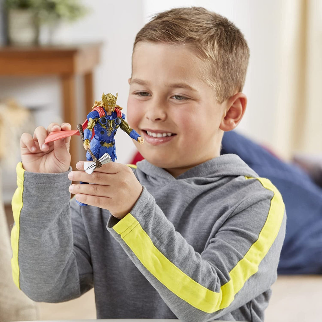 Marvel Studios' Thor: Love and Thunder Thor Toy, 6-Inch-Scale Deluxe Action Figure with Action Feature, Marvel Toys for Kids Ages 4 and Up