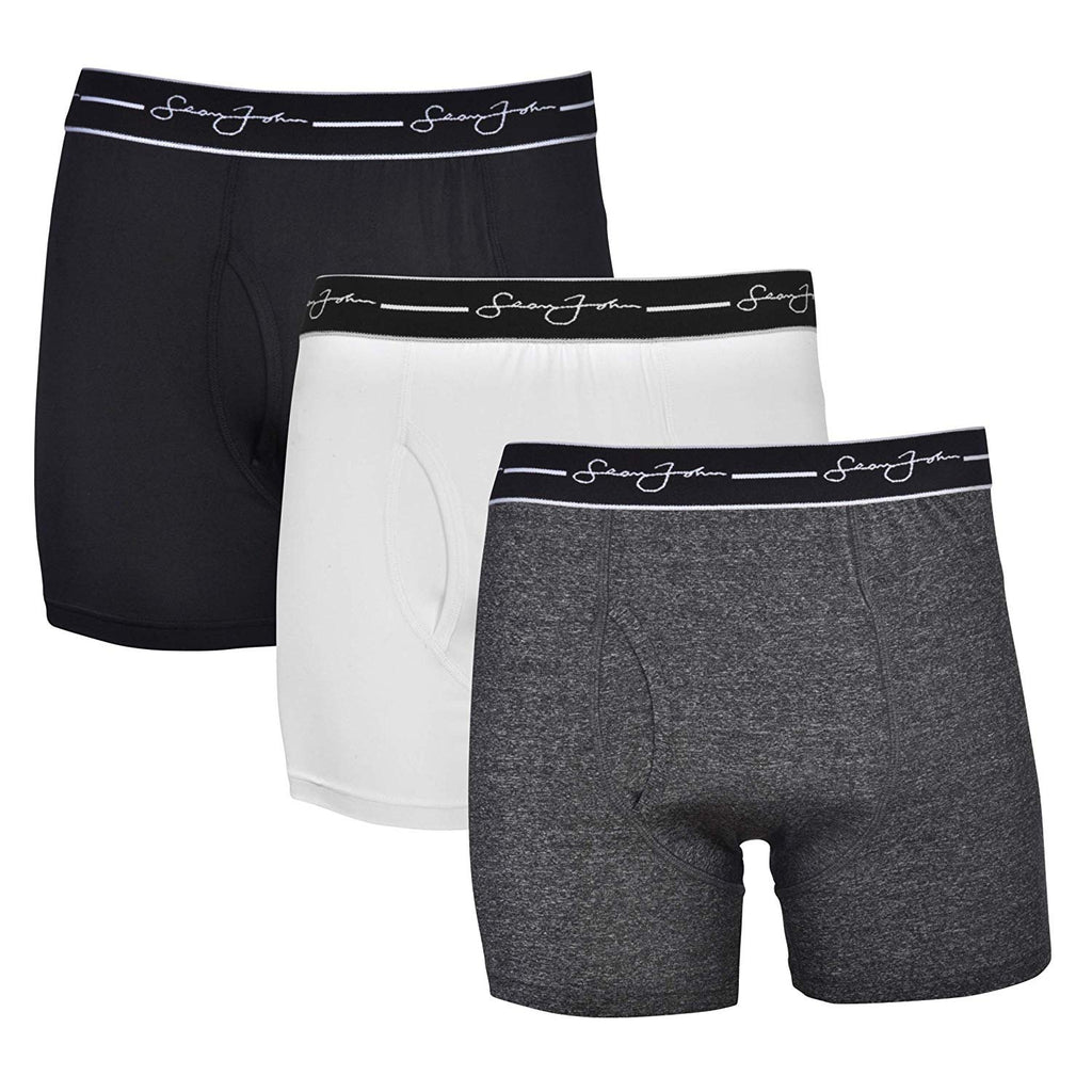 Sean John Mens Performance Boxer Briefs - 3 Pack Stretch Athletic Fit Underwear