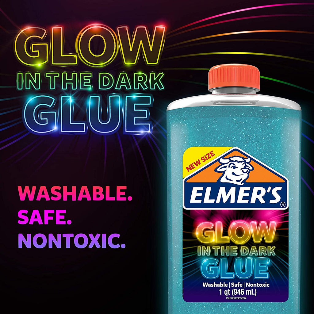 Elmer’S Glow in The Dark Liquid Glue, Washable, Blue, 1 Quart, Glue for Making Slime