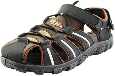 Mens Easy USA Waterproof Sport Sandals, Black/Brown, 11 M US