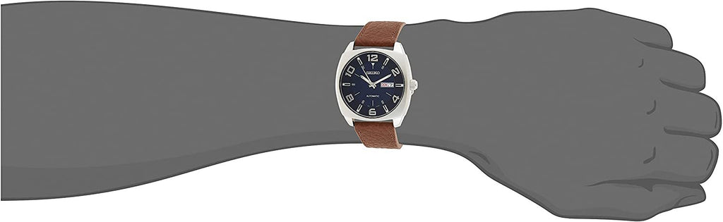 Seiko Men's SNKN37 Stainless Steel Automatic Self-Wind Watch with Brown Leather Band