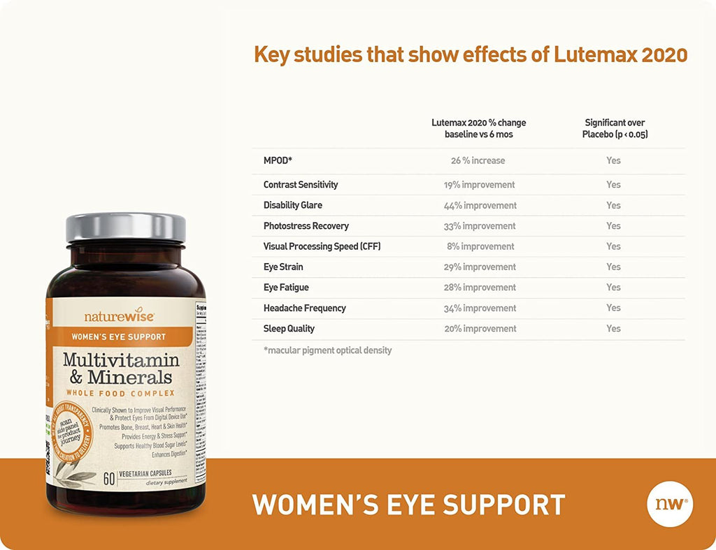NatureWise Women's Eye Support Whole Food Multivitamin for Eye Health ...