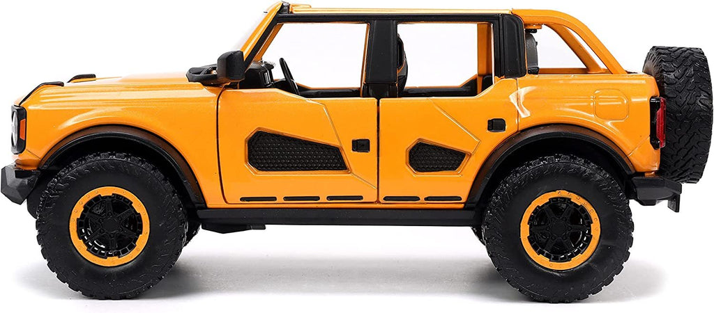 Jada Toys Just Trucks 1:24 2021 Ford Bronco Die-cast Car Orange with Tire Rack, Toys for Kids and Adults