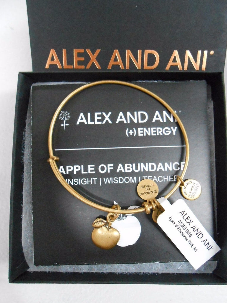 Alex and Ani Women's Apple Of Abundance Charm Bangle Russian Gold Finish Bracelet