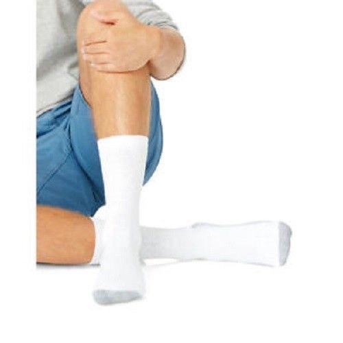 Hanes Cushion Crew Socks 6-PACK Black or White Sizes 6-12, 12-14