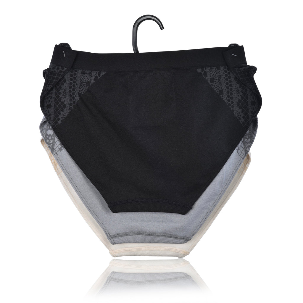 Elle Women's Seamless Bikini Panties Jacquard 3-Pack Polyester/Nylon/Spandex