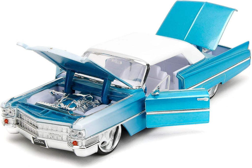 Pink Slips 1:24 1963 Cadillac Die-Cast Car, Toys for Kids and Adults(Candy Blue)