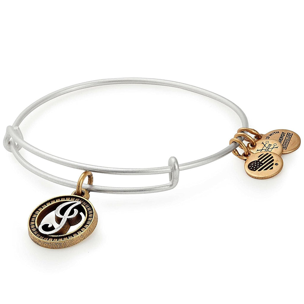 Alex and Ani Initial J Two-Tone Charm Bangle Bracelet - Rafaelian Gold and Silver Finish - A18EBINT10TTRS
