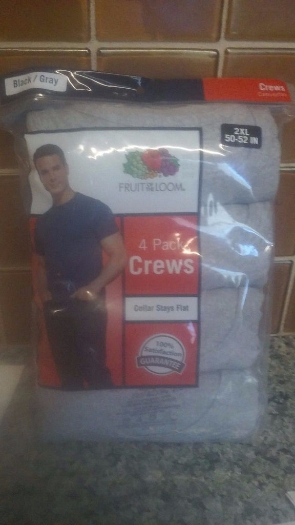 Fruit of the Loom Men's 4 or 8pack Crew Neck T-Shirts Black and Gray/All Gray 2X